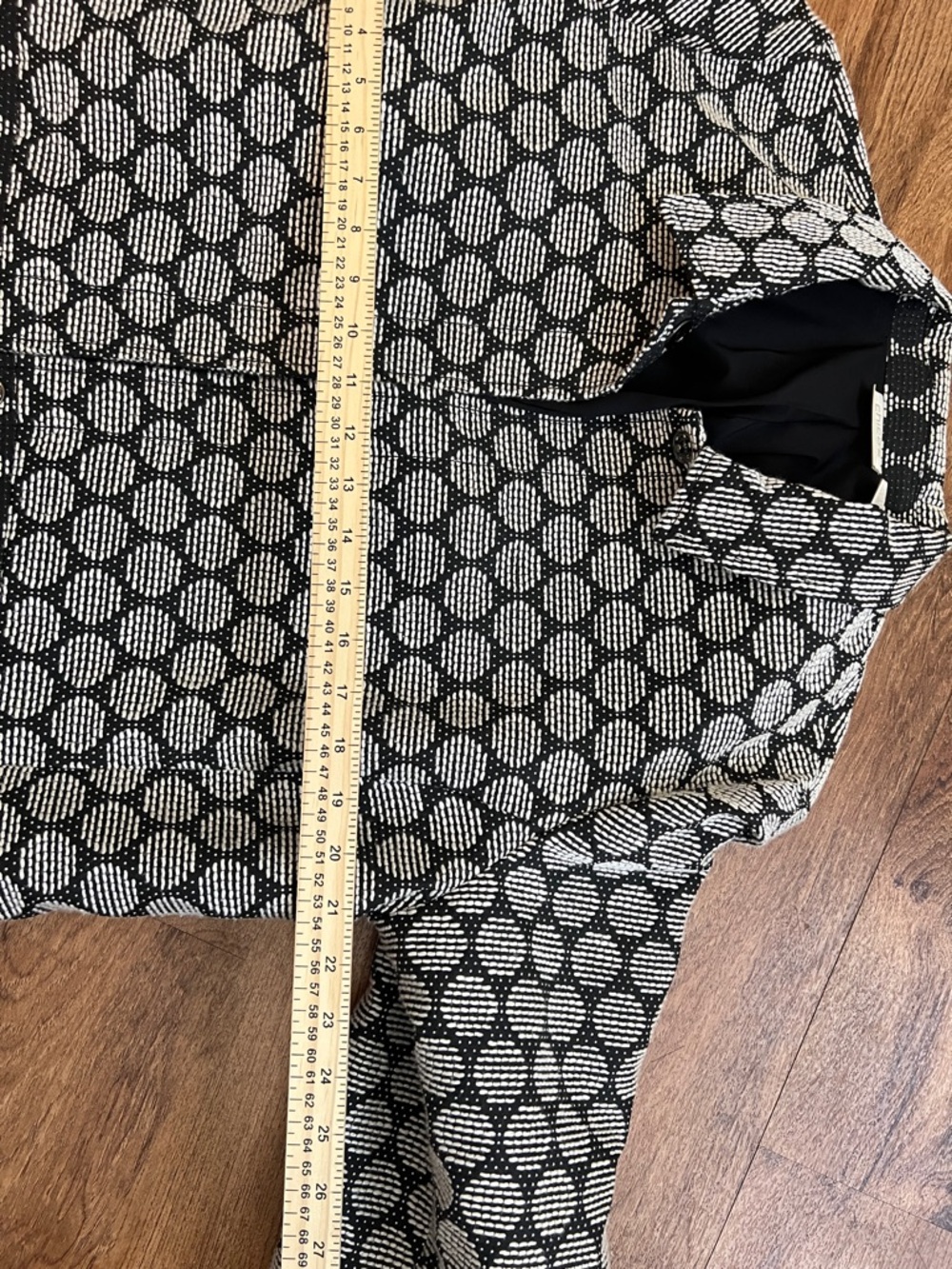 Chico’s Size 3 Black White Textured Dot Jacket Blazer Open Front Career - Picture 9 of 10